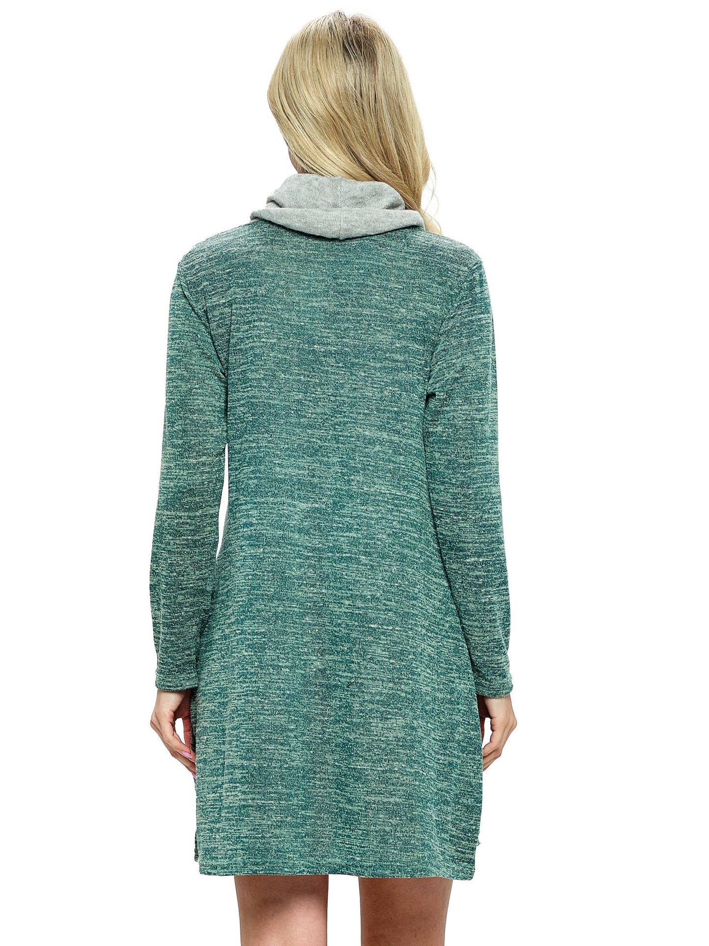 Dress Cowl Neck Casual Colorblock Pockets