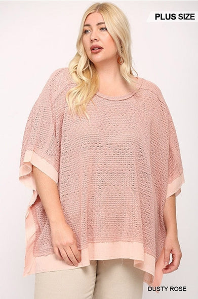 Light Knit and Woven Boxy Top Poncho Sleeve