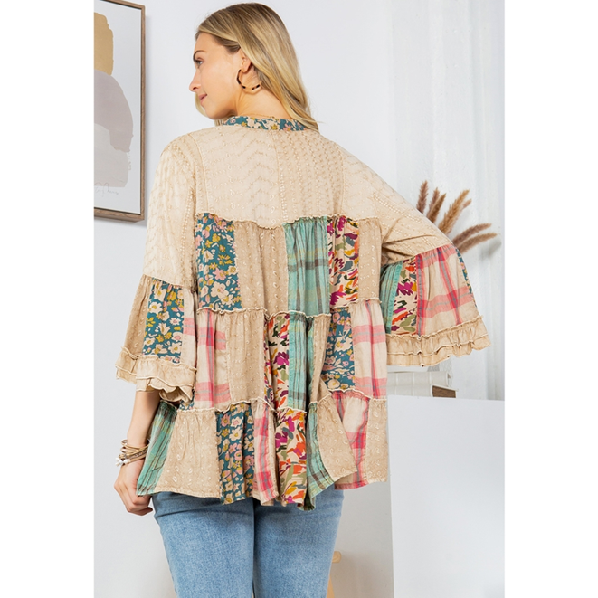 Overdyed Jhabla Top with Rayon Embroidery