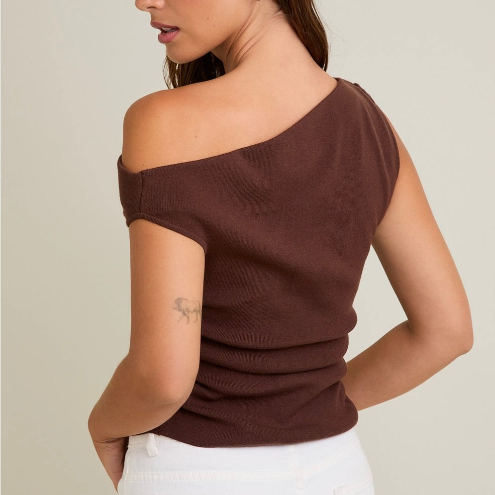 Asymmetrical Neck Sweater Top