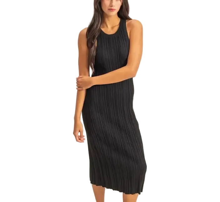 Round Neck Ribbed Knit Dress