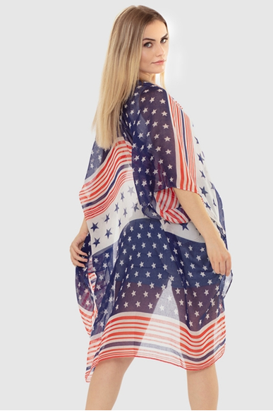 American Flag Multi Striped Summer Kimono
