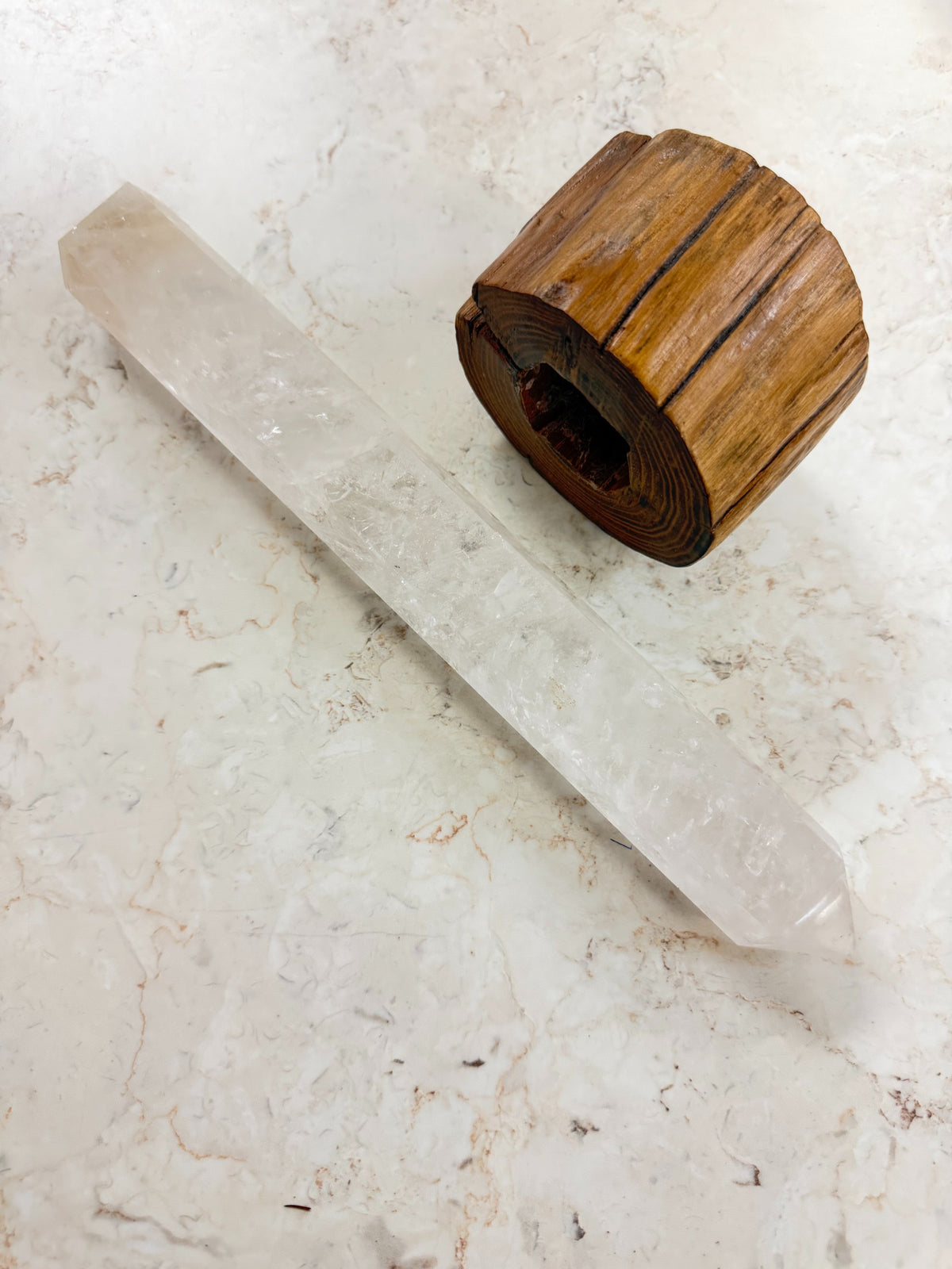 Large Clear Quartz Tower with Stand