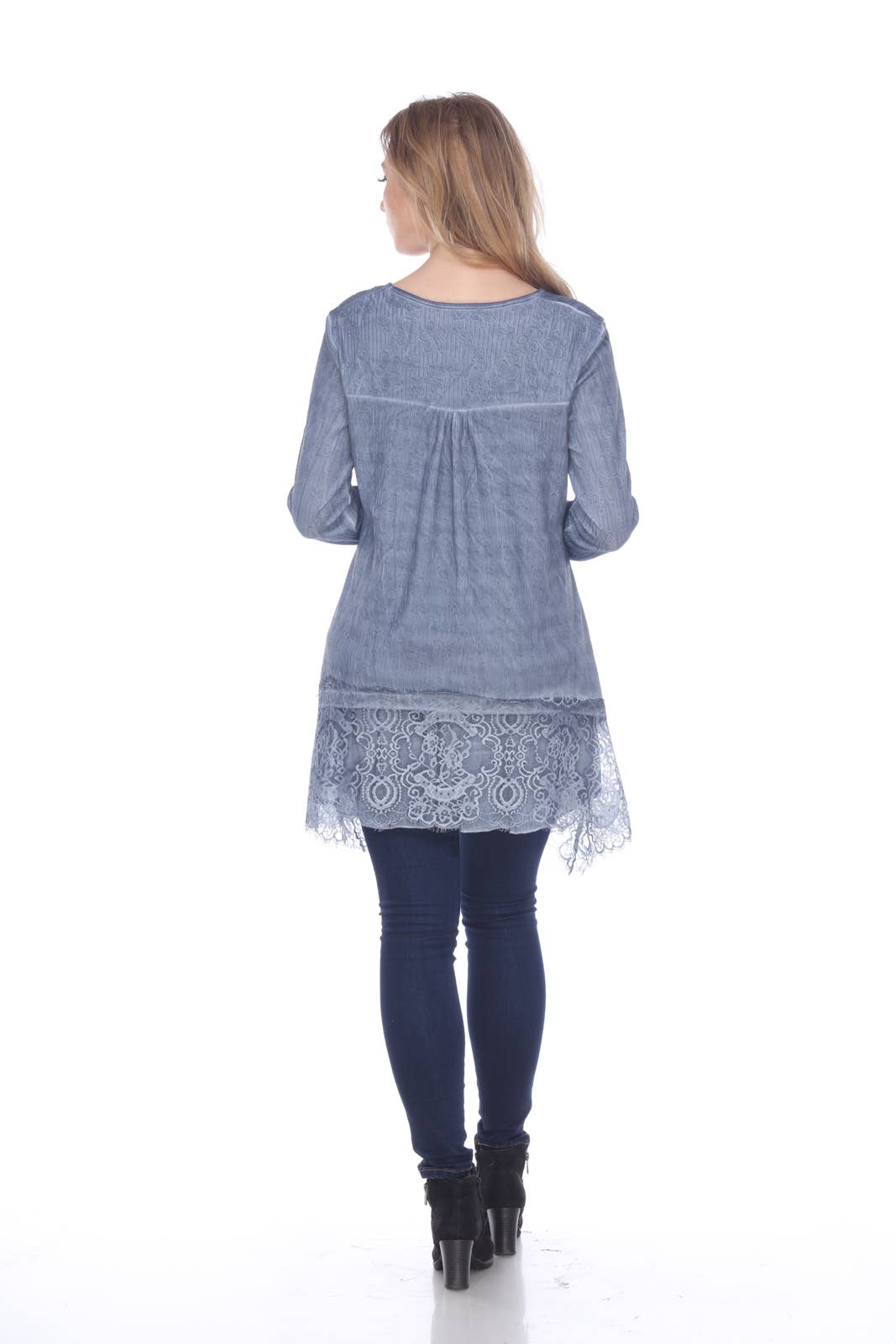 Blue Lace Flower Tunic Top