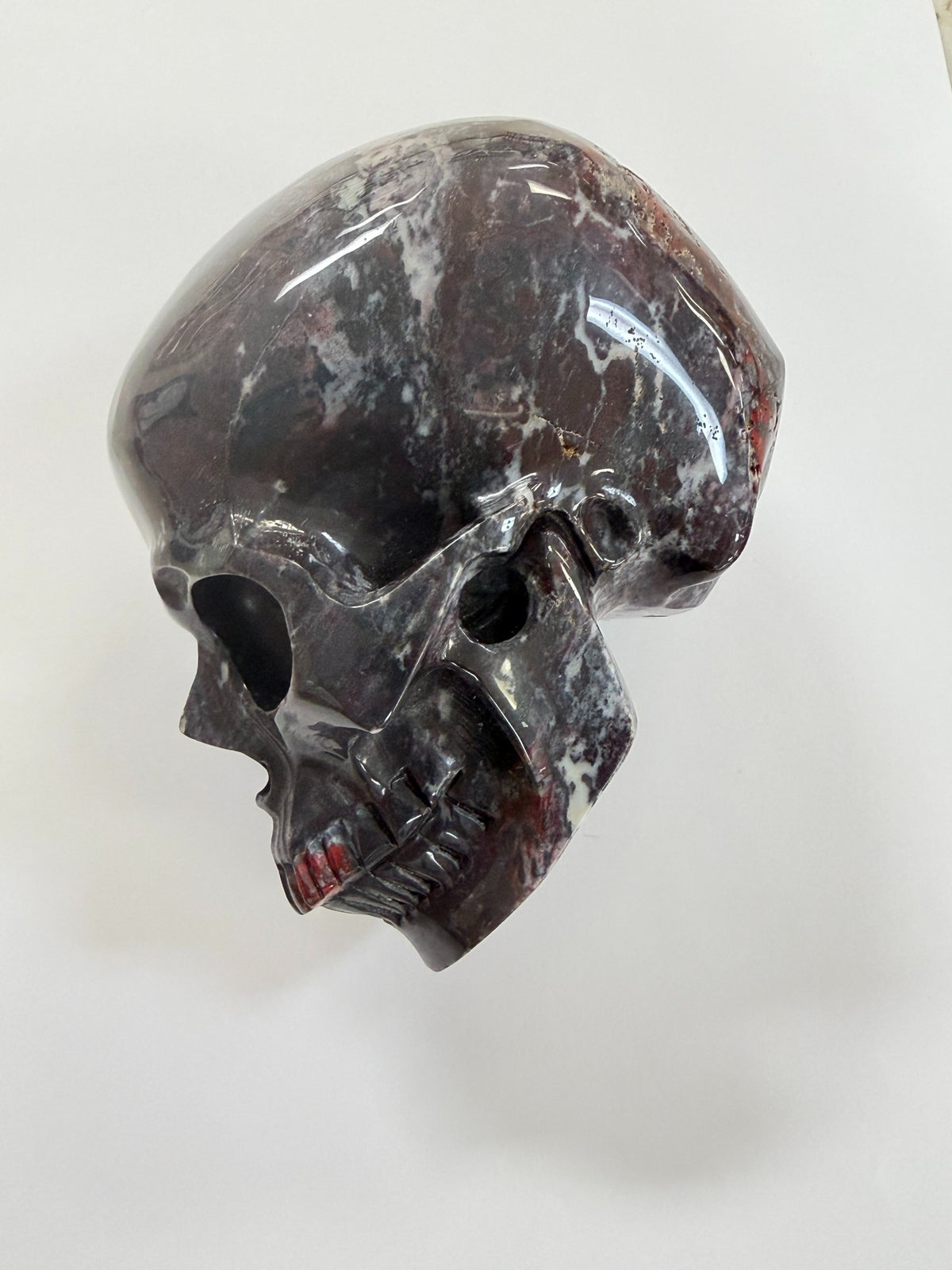 Chinese Bloodstone Skull Carving