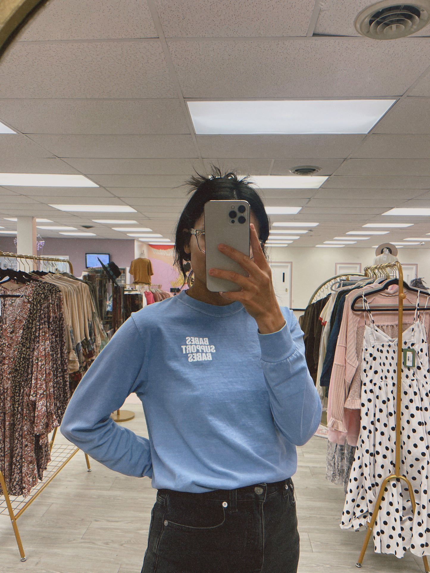 Dusty Blue Babes Support Babes Long Sleeve