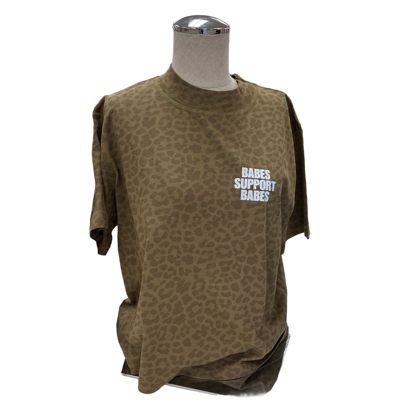 Brown Leopard Cheetah Shirt with white Babes Support Babes Logo
