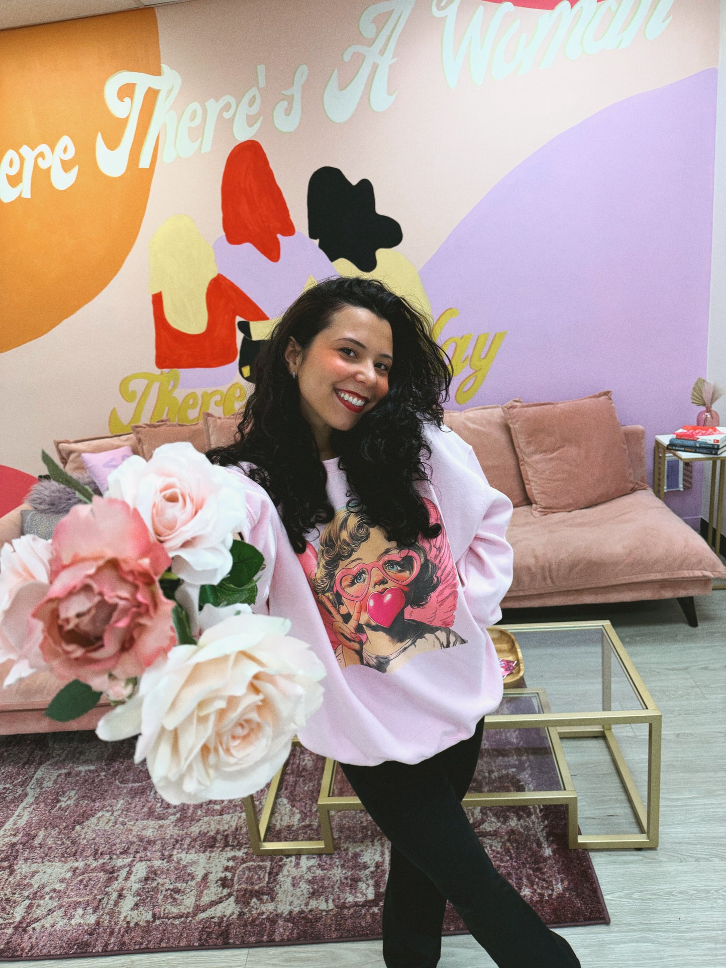 Retro Cupid Valentine's Day Blowing Bubble Sweatshirt