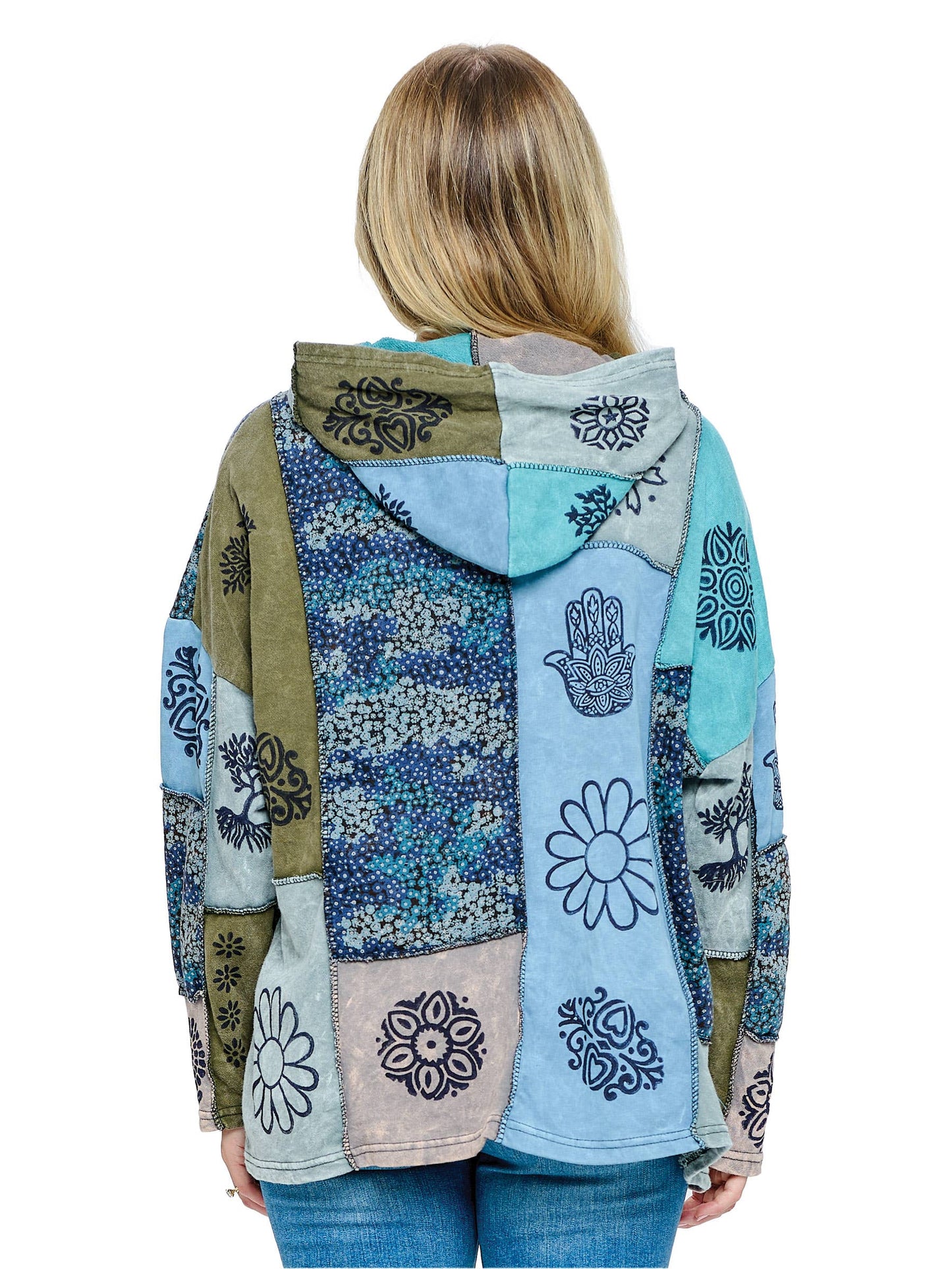 Jacket Zip-up Patchwork Hand Printed