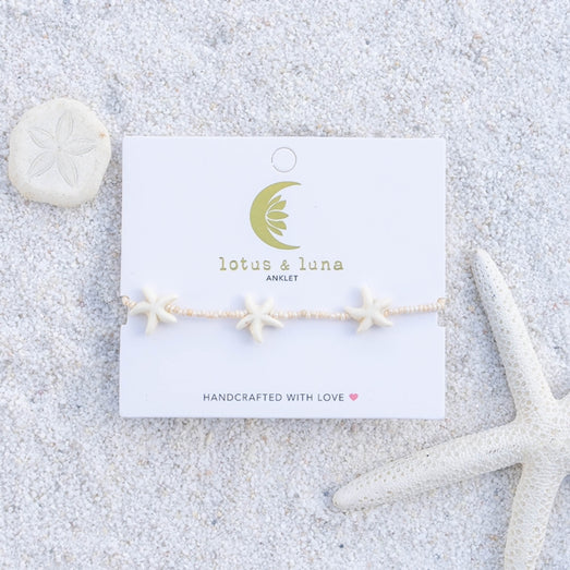White Seastar Seedbead Anklet