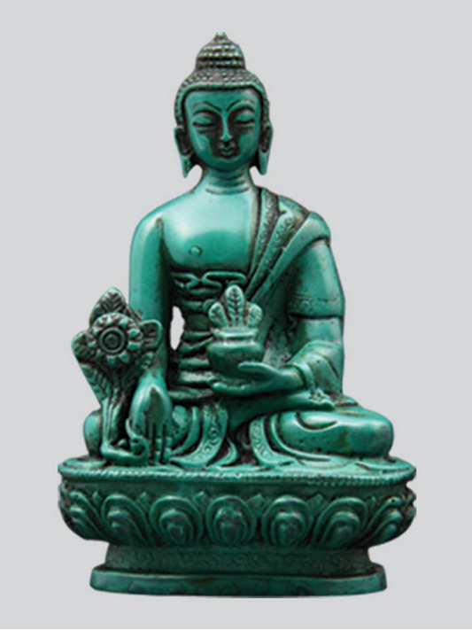 Green Medicine Buddha Resin Statue