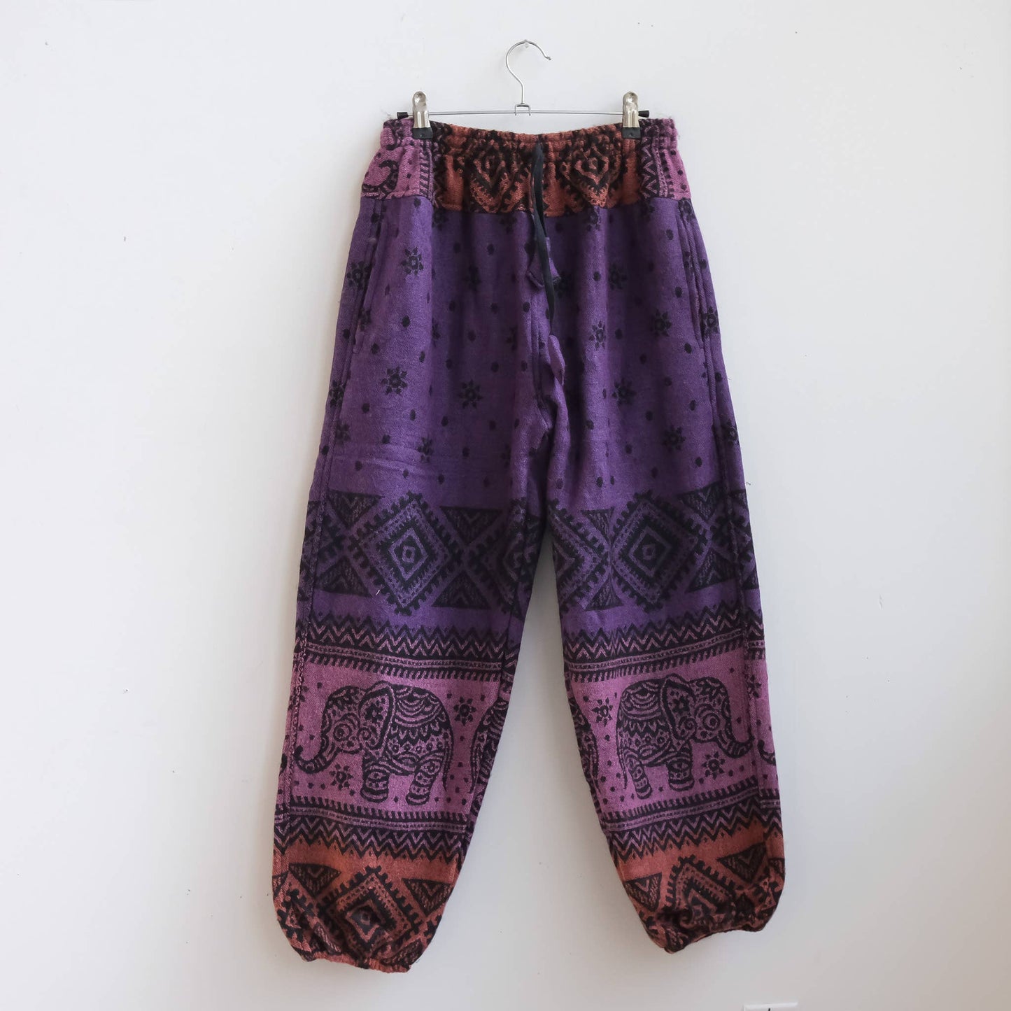Elephant Print  Wool Blend Fall Winter Baggy Pants