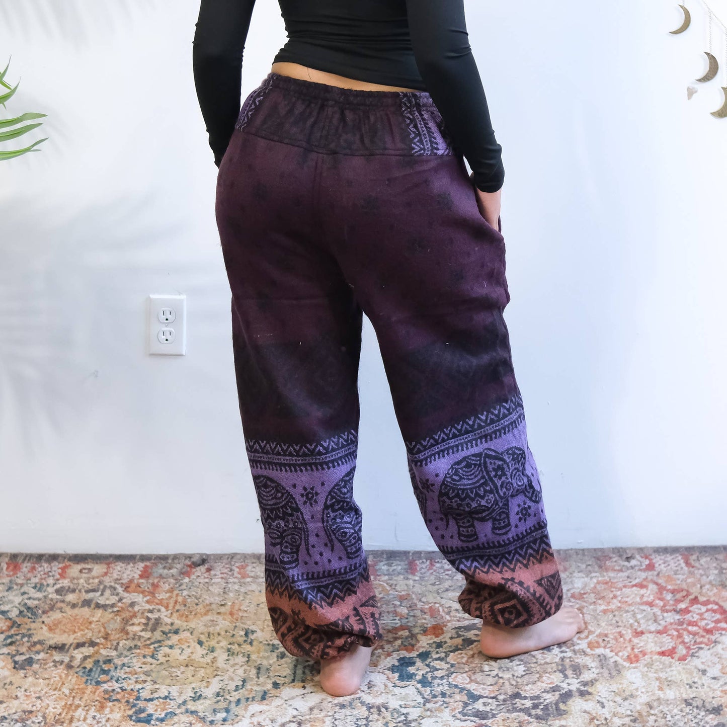 Elephant Print  Wool Blend Fall Winter Baggy Pants