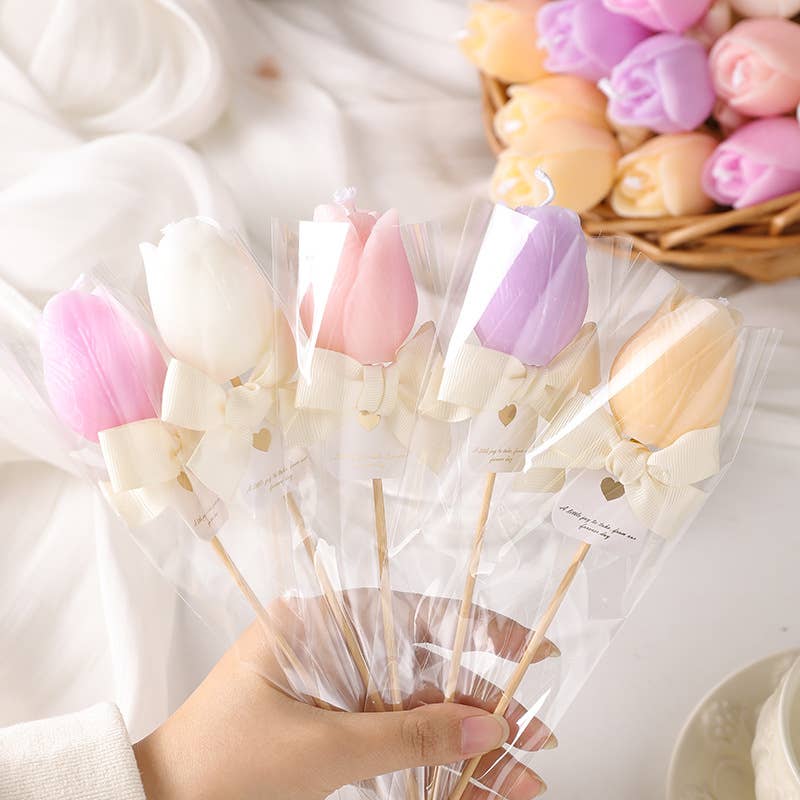 Bamboo Stick Tulip Scented Smokeless Flower Candle