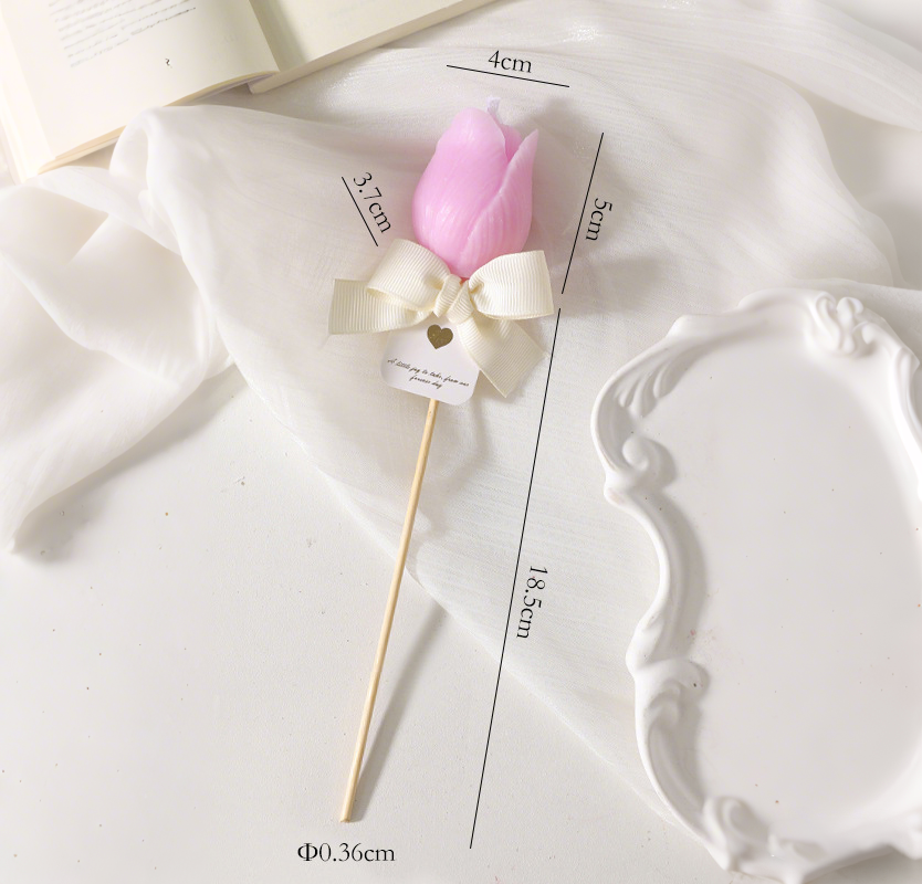 Bamboo Stick Tulip Scented Smokeless Flower Candle