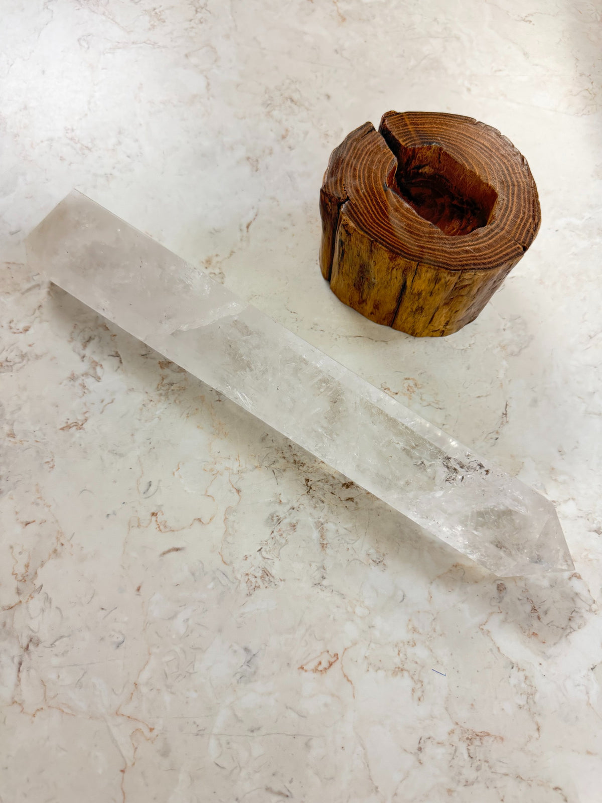 Large Clear Quartz Tower with Stand