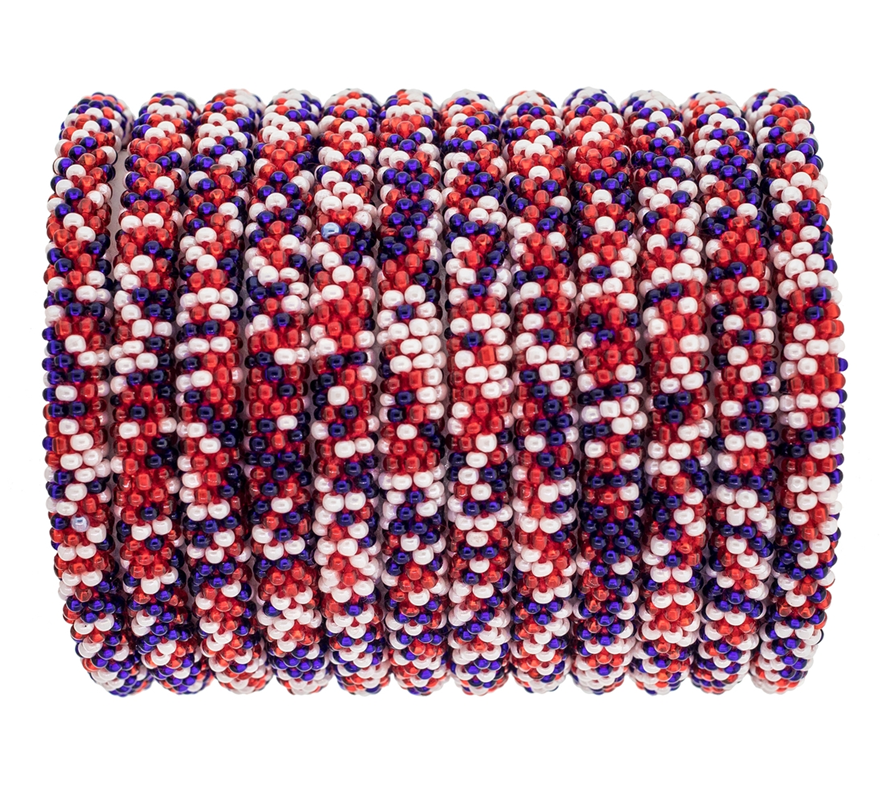 Roll-On Bracelet Red, White, and Blue Speckled