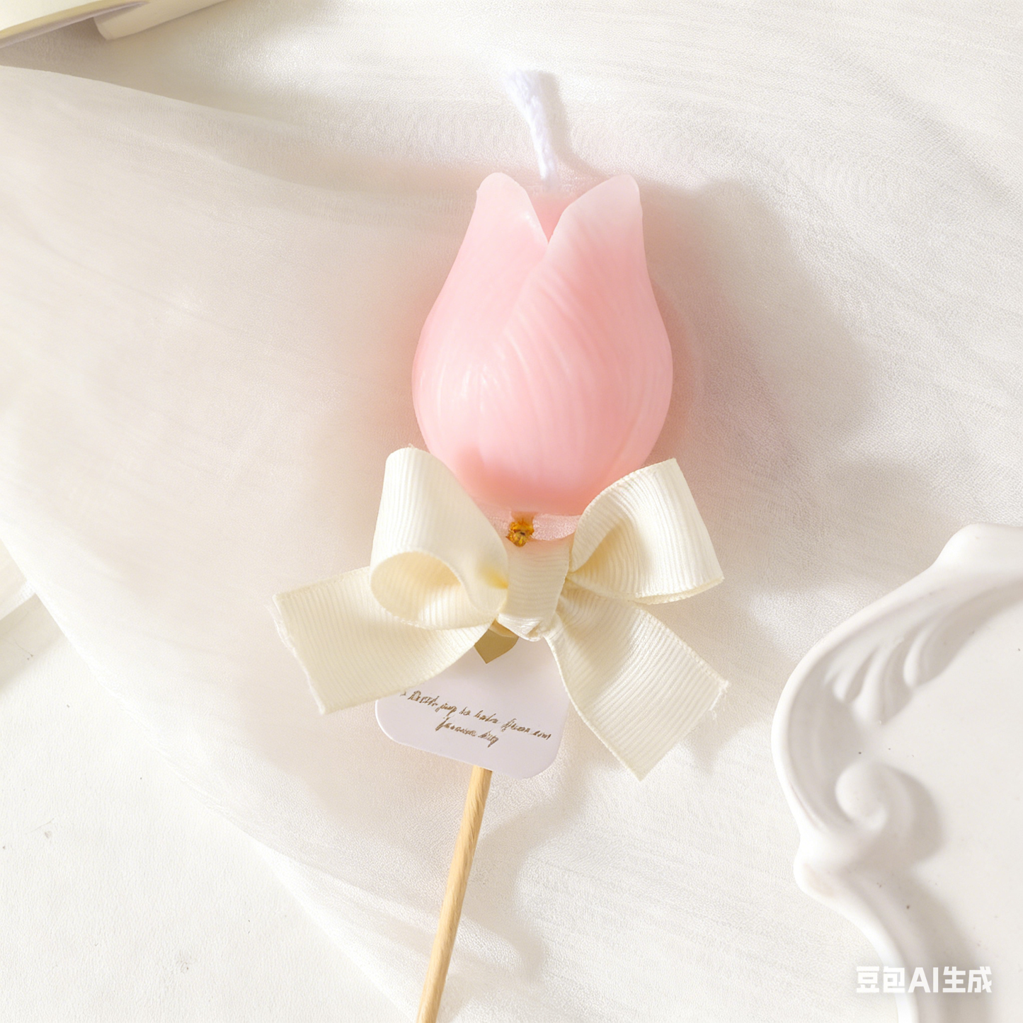 Bamboo Stick Tulip Scented Smokeless Flower Candle