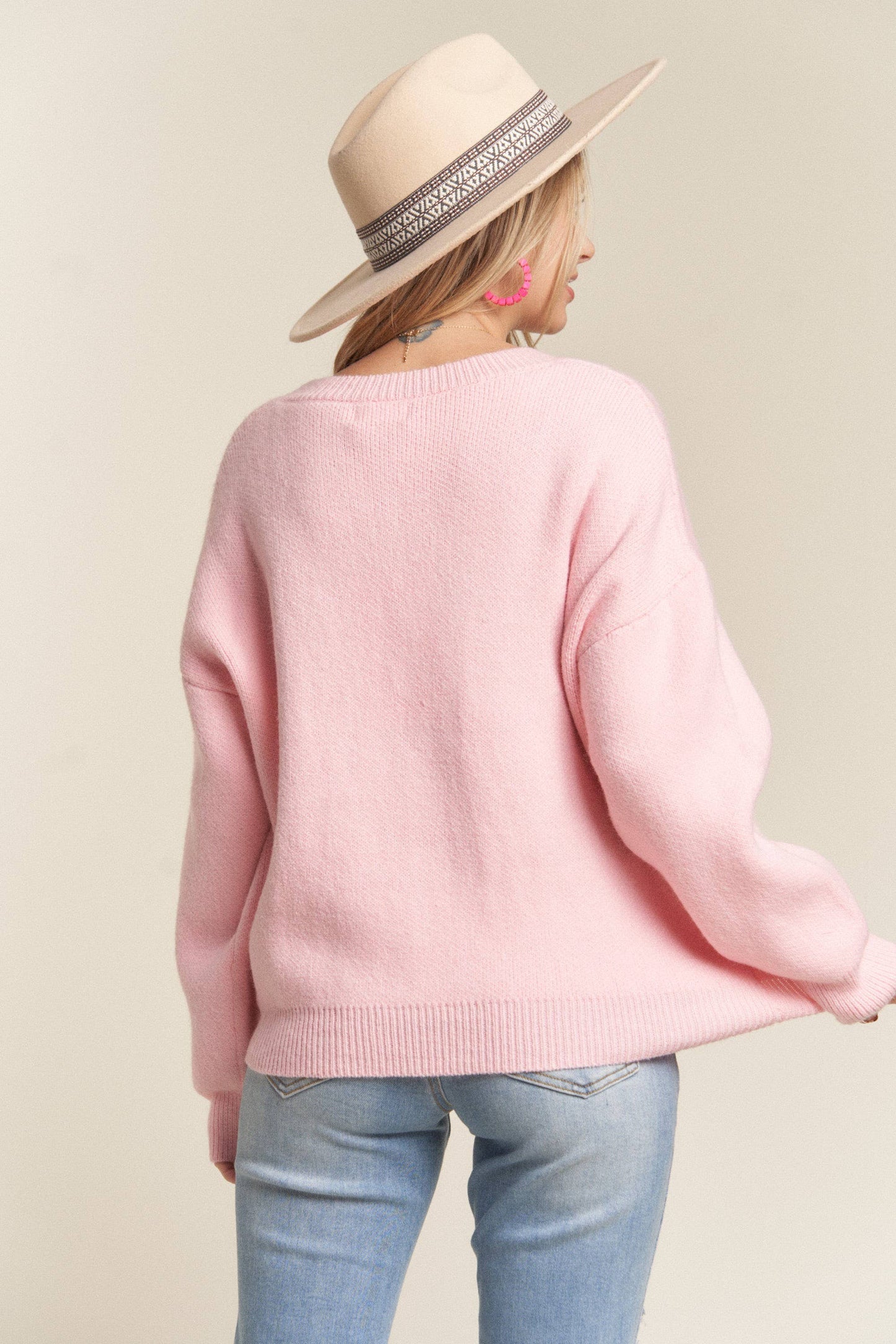 Christmas Tree Accent Sweater (Pink)