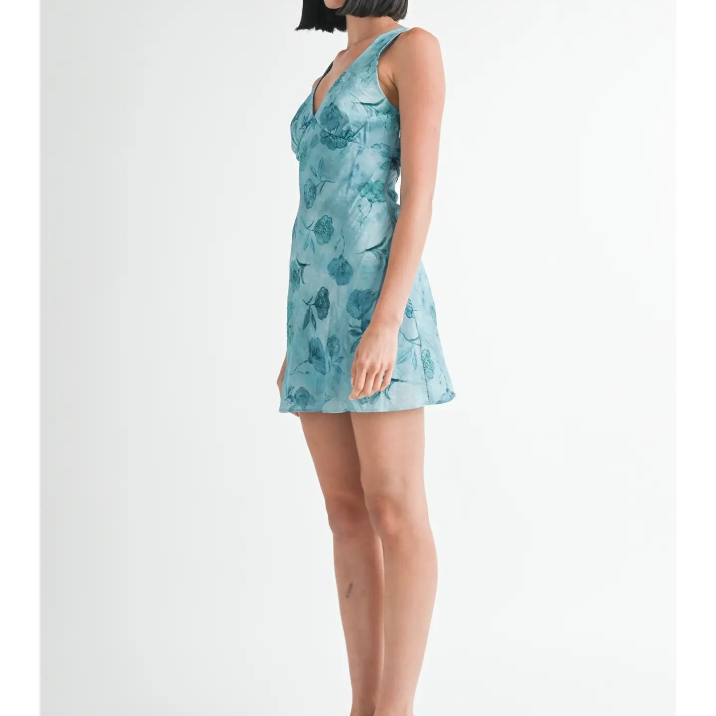 Floral V-Neck Mini Slip Dress
