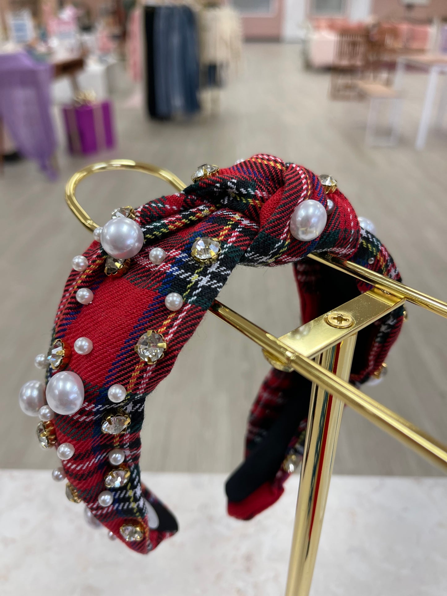 Plaid Pearl Headband