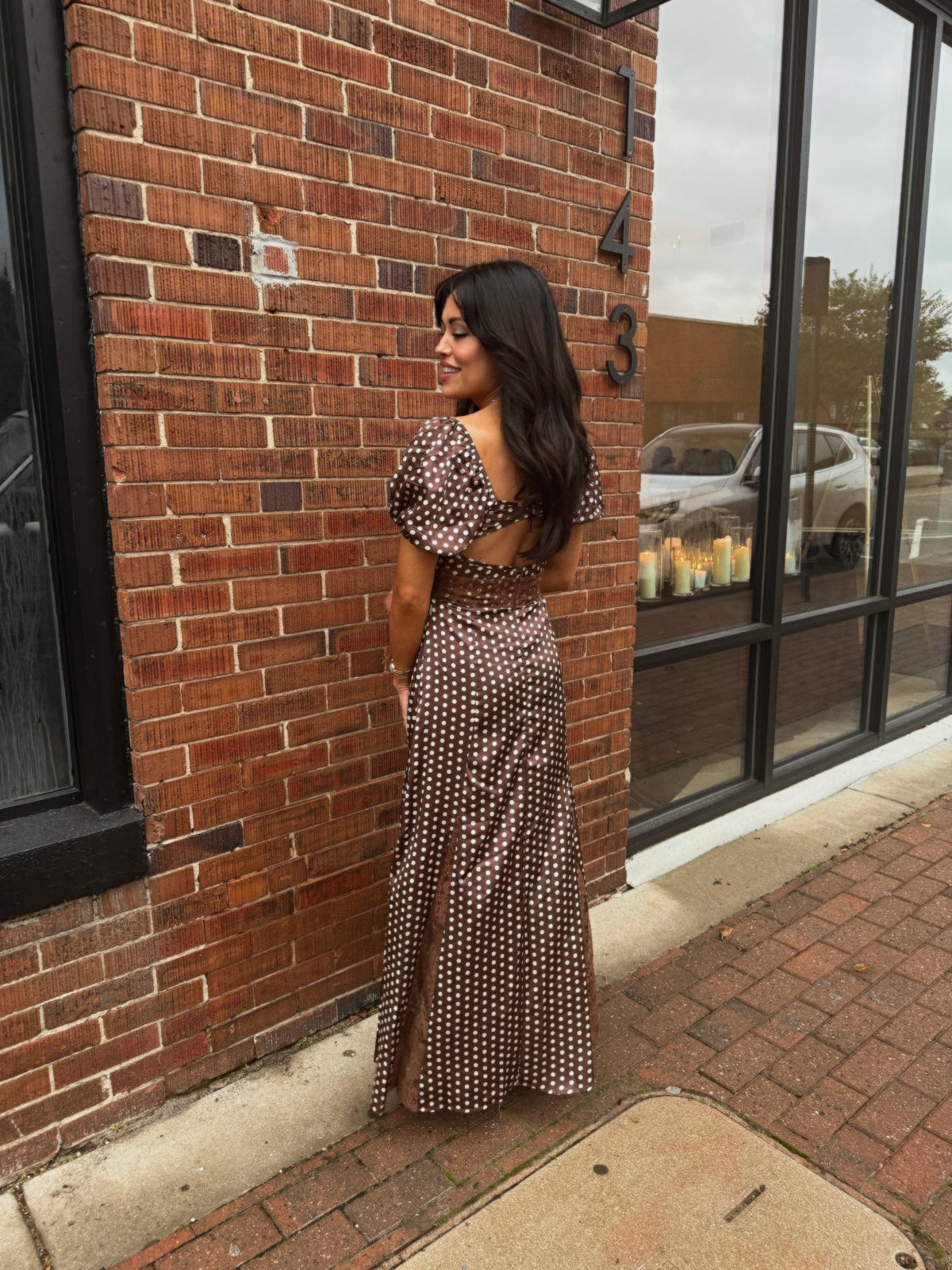 Polka Dot Brown Dress