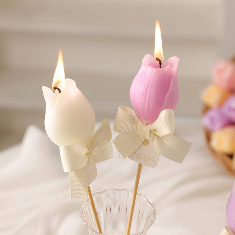 Bamboo Stick Tulip Scented Smokeless Flower Candle