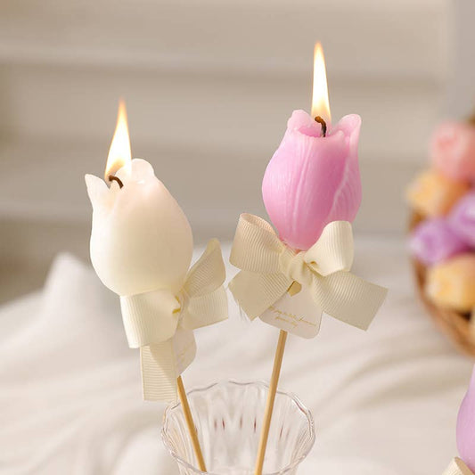 Bamboo Stick Tulip Scented Smokeless Flower Candle