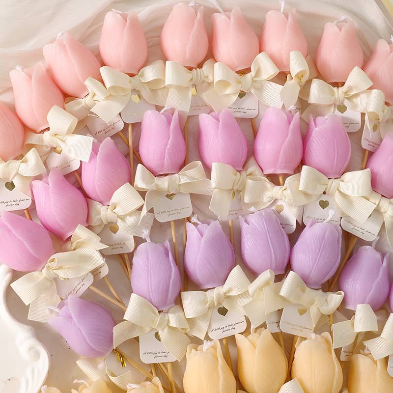 Bamboo Stick Tulip Scented Smokeless Flower Candle