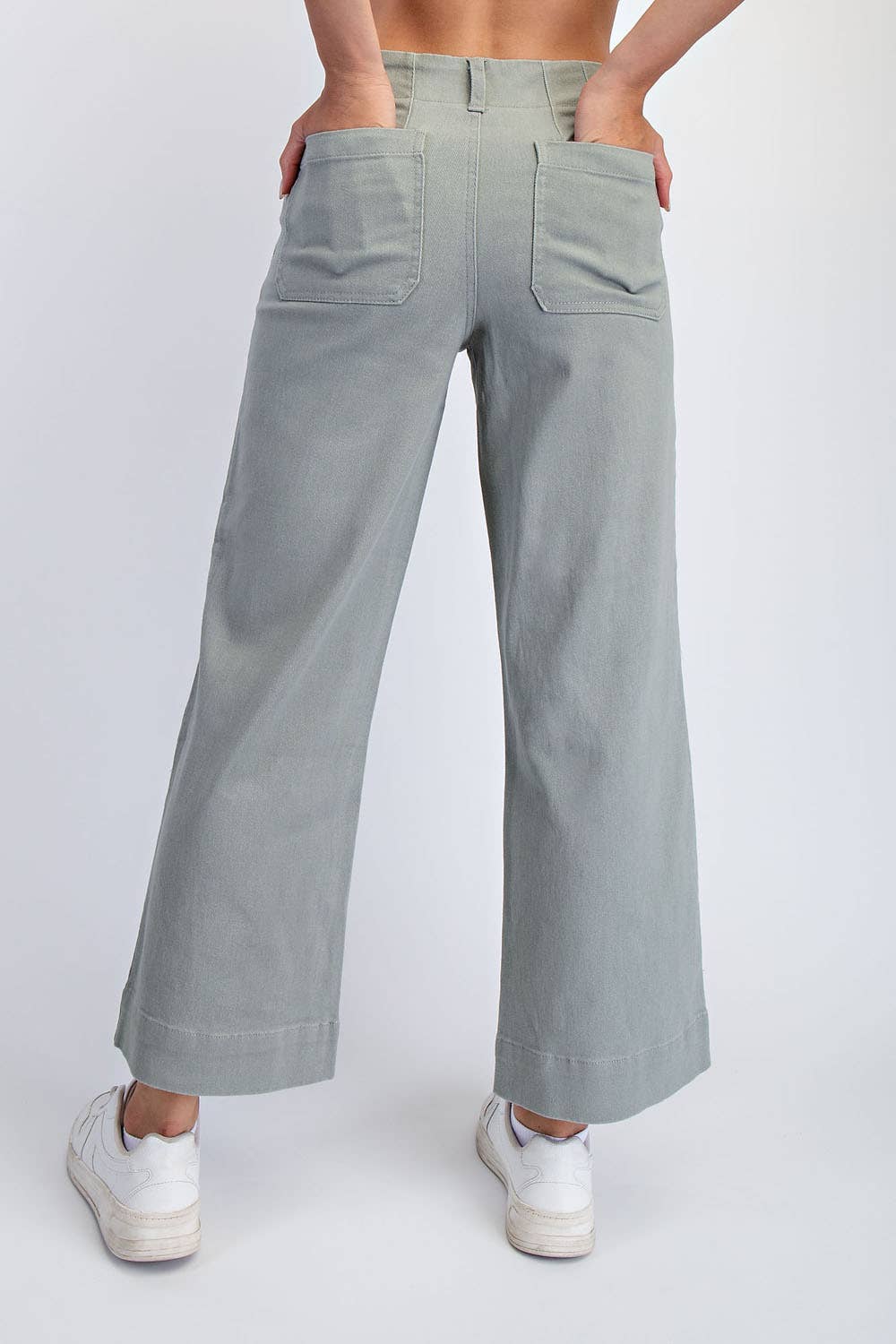 Heavy Cotton Twill Cropped Wide Pants
