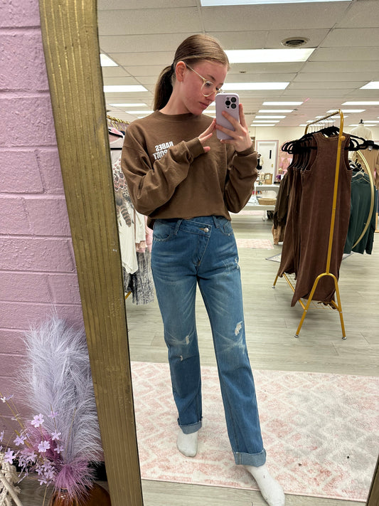 Straight Leg Denim Trousers