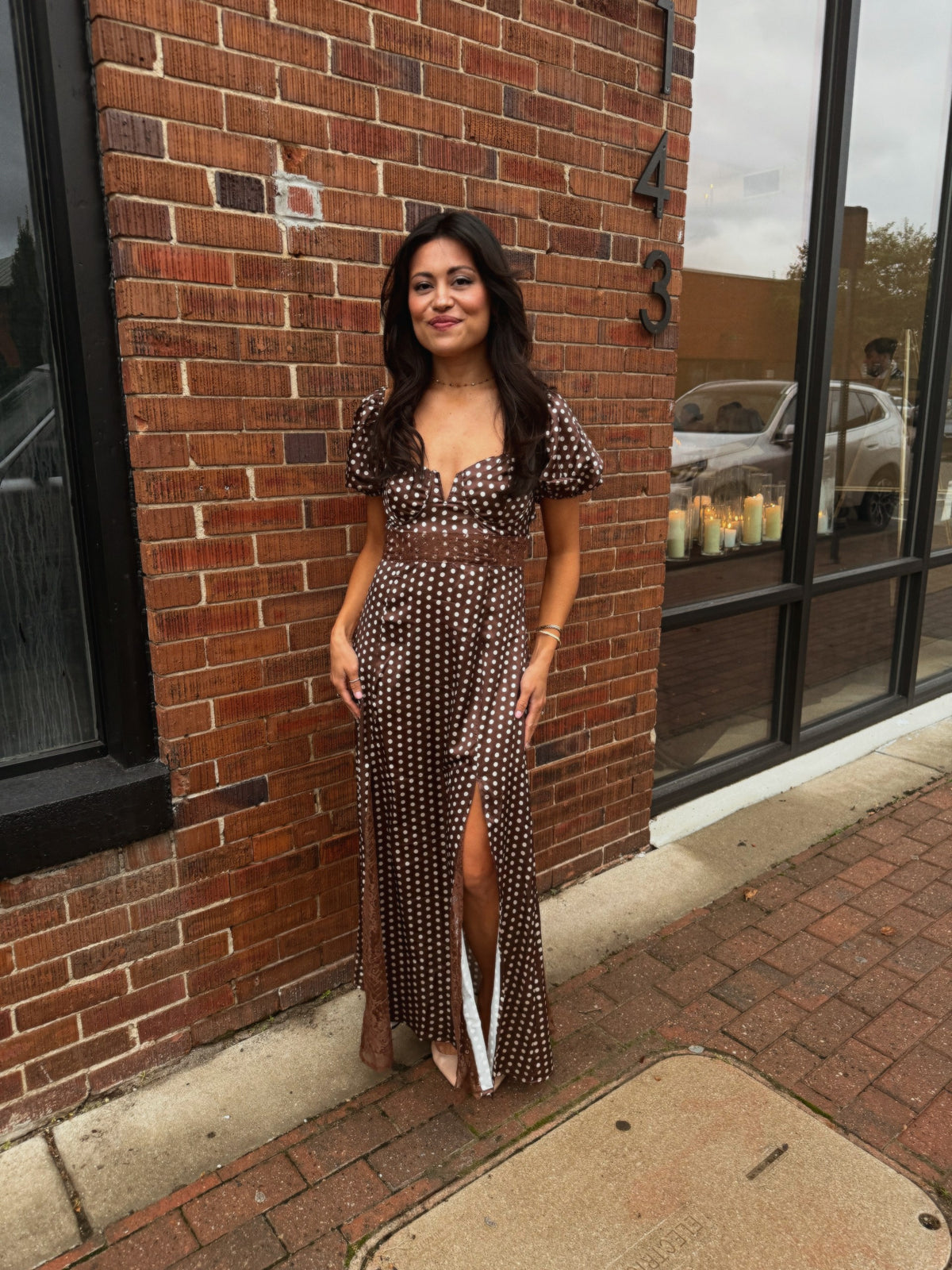 Polka Dot Brown Dress
