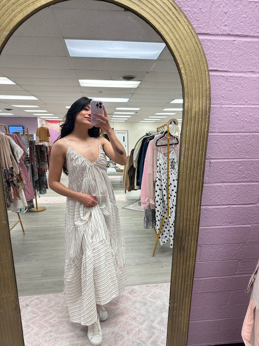Striped Cross Back Dress