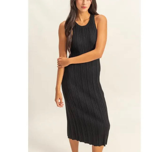 Round Neck Ribbed Knit Dress