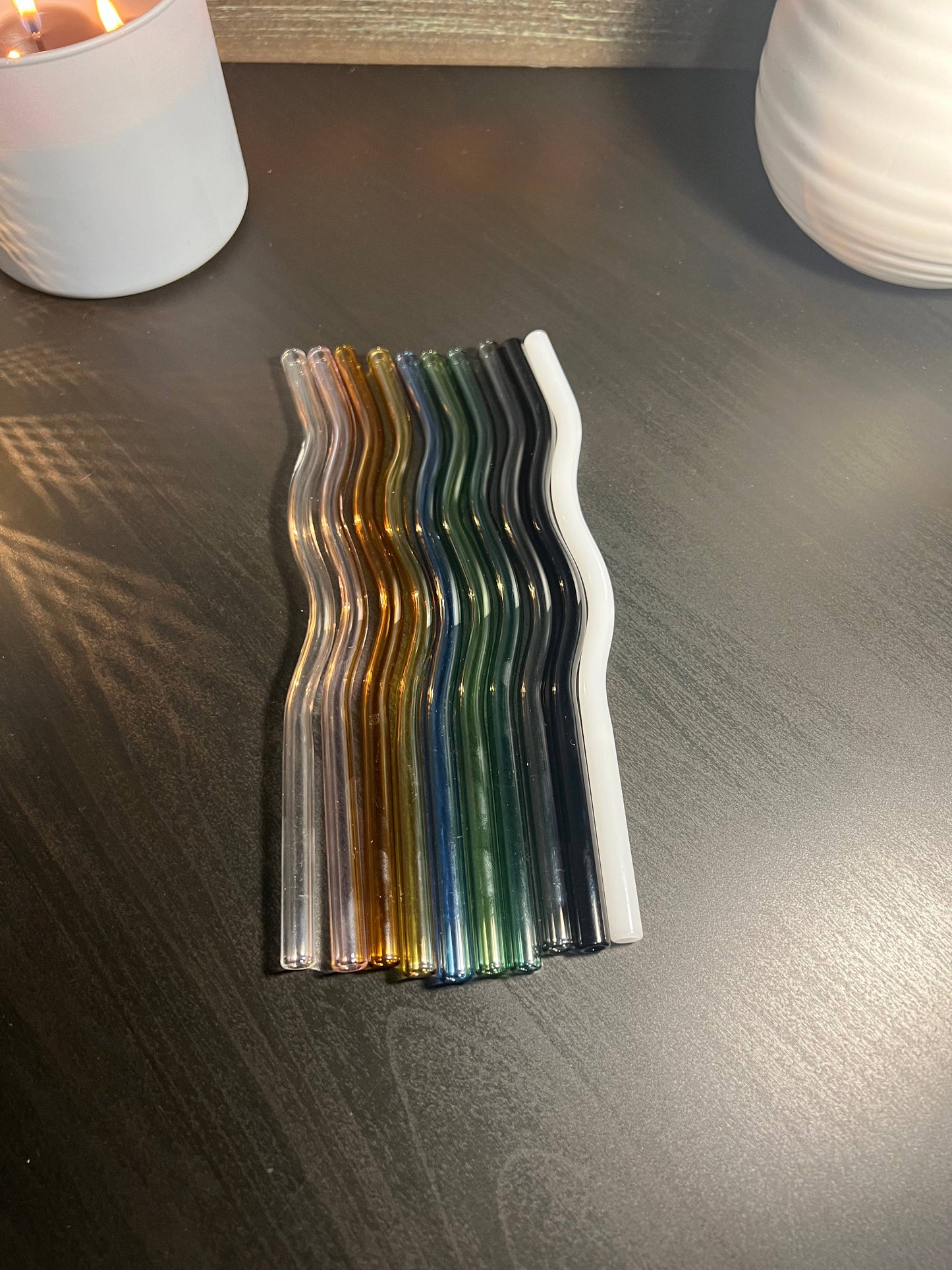 Wavy Reusable Glass Straws - Multiple Colors
