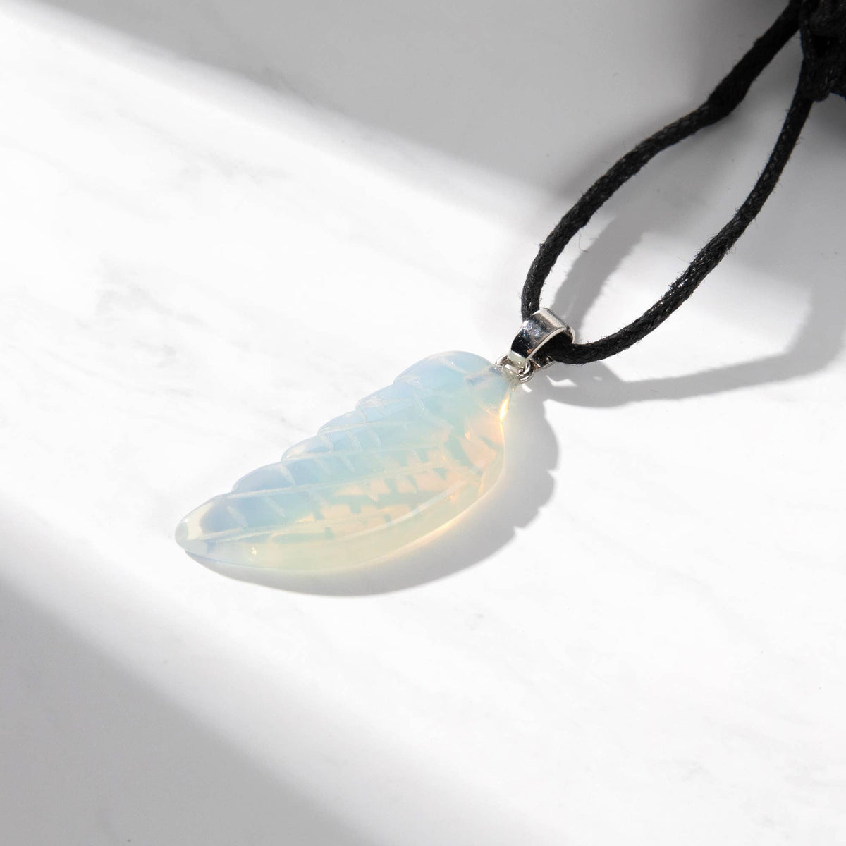 Angel Wing Pendant Necklace - Opalite