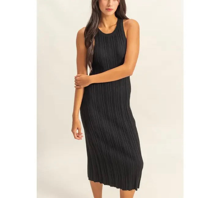 Round Neck Ribbed Knit Dress