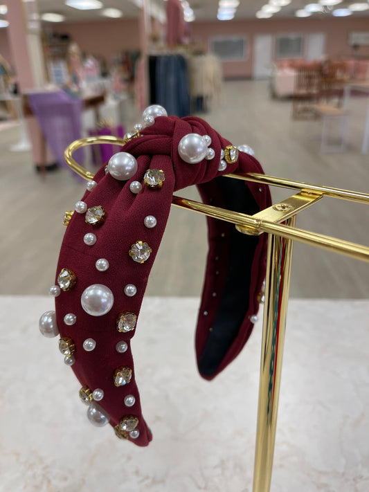 Burgundy Pearl Headband