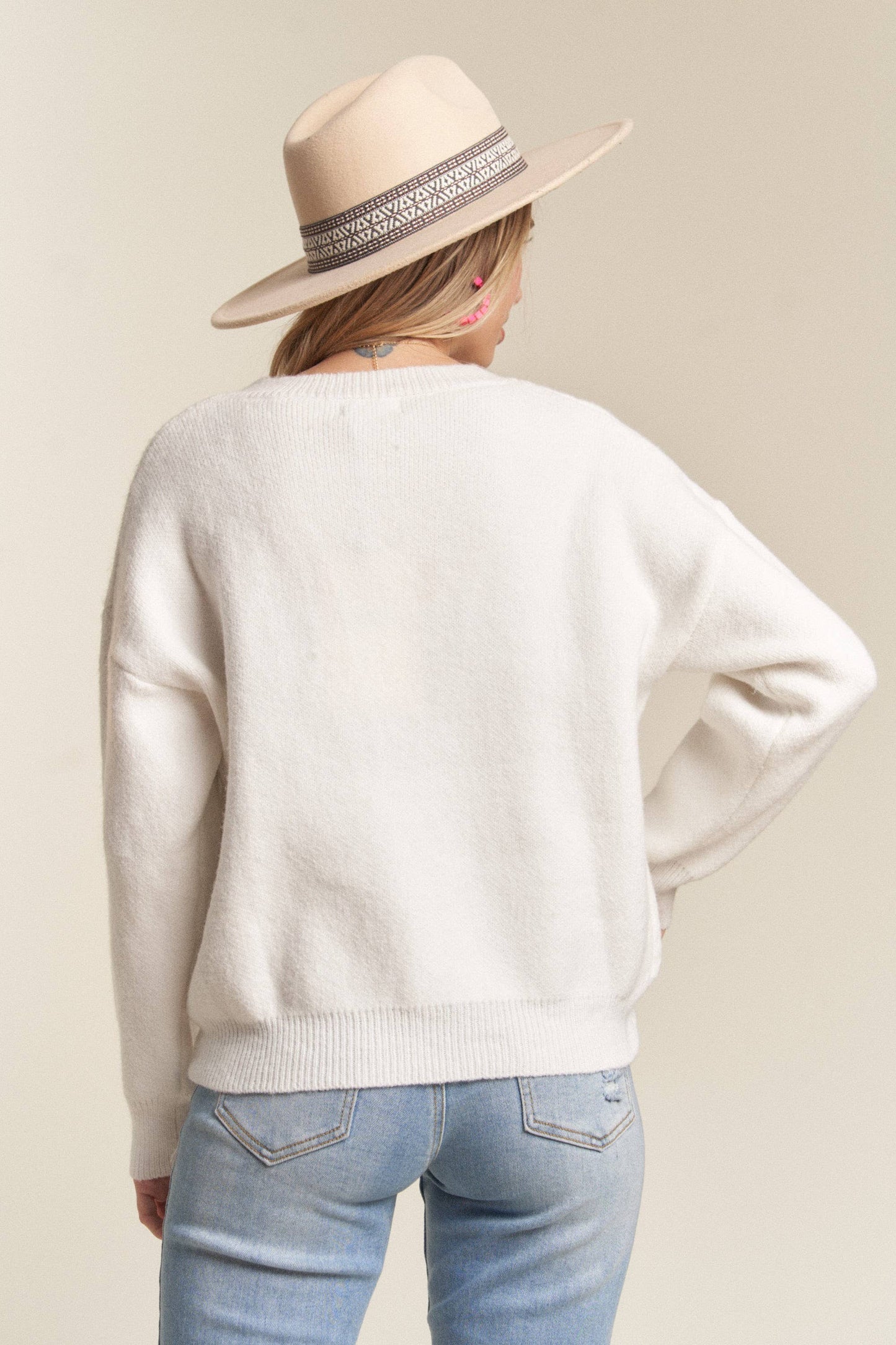 Christmas Tree Accent Sweater (White)