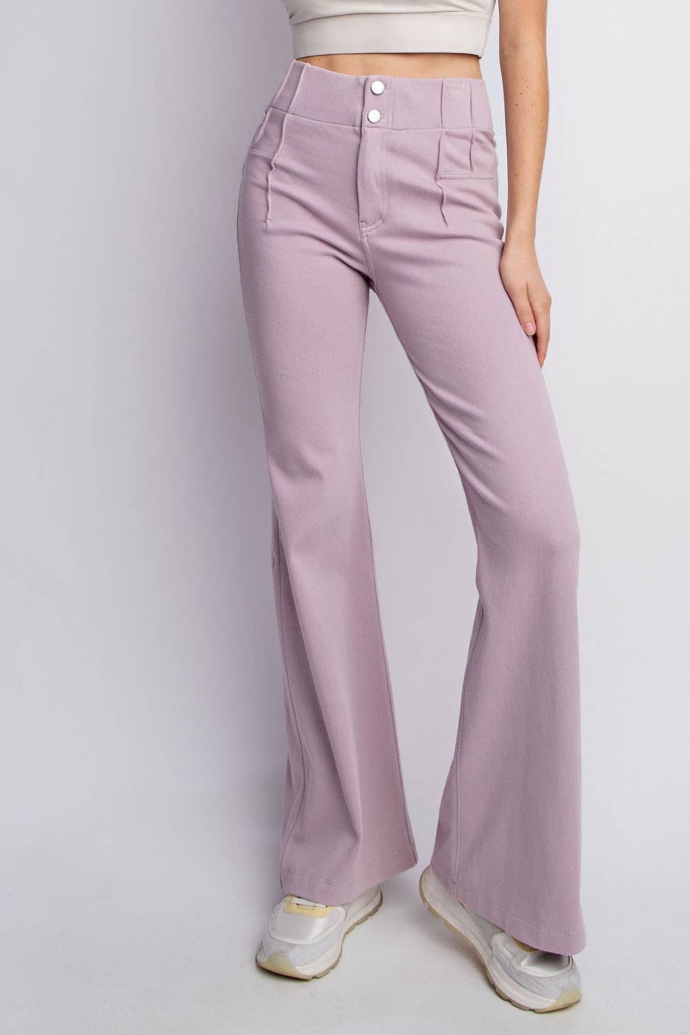 Cotton Twill Double Button Flared Pants