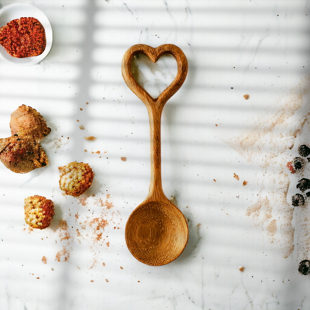 Hand Carved Wooden Heart Spoon - Home Decor and Gifts