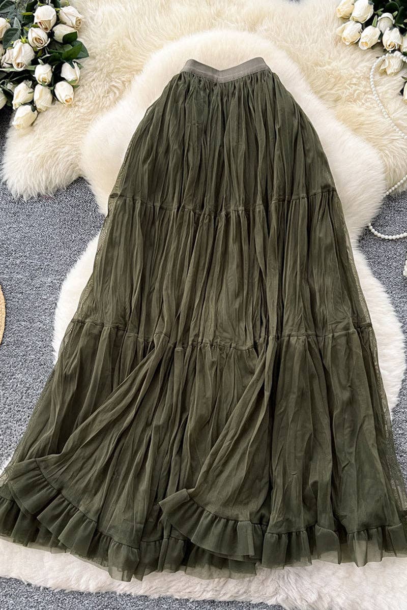 Elegant Tiered Midi Skirt