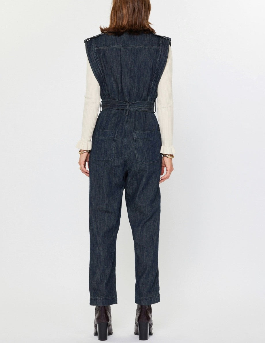 Dark Indigo Denim Sleeveless Jumpsuit
