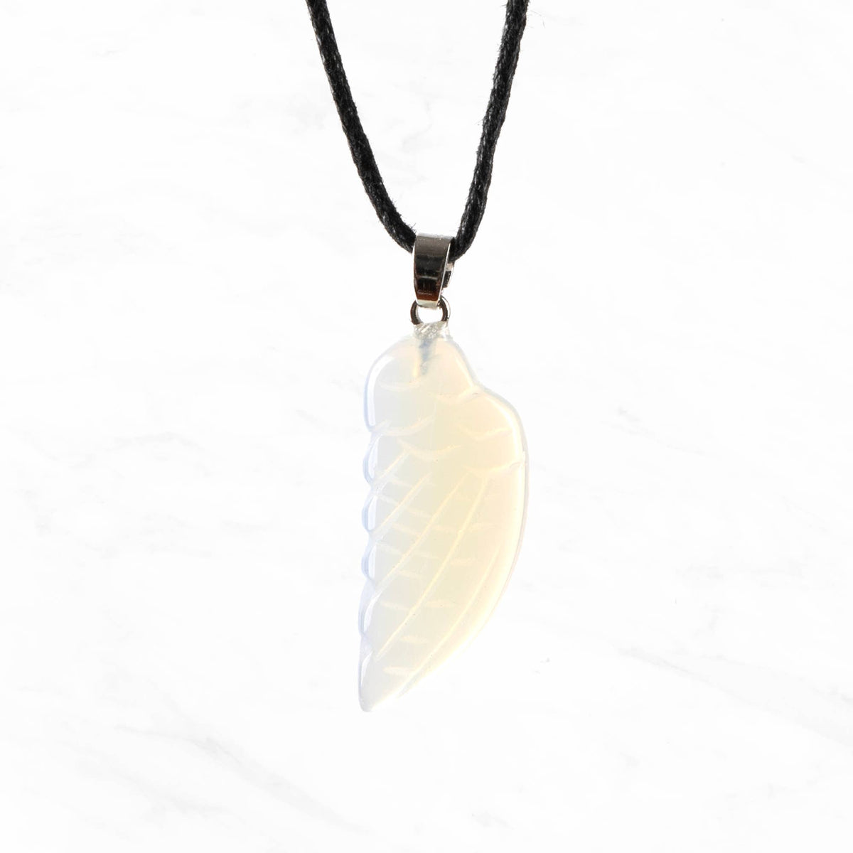 Angel Wing Pendant Necklace - Opalite