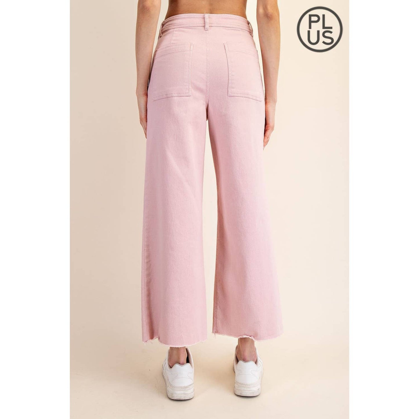 Plus Size Cotton Wide Leg Ankle Pant