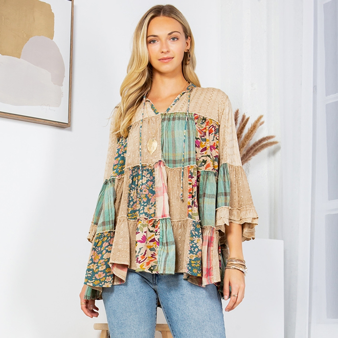 Overdyed Jhabla Top with Rayon Embroidery