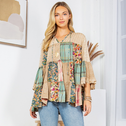 Overdyed Jhabla Top with Rayon Embroidery