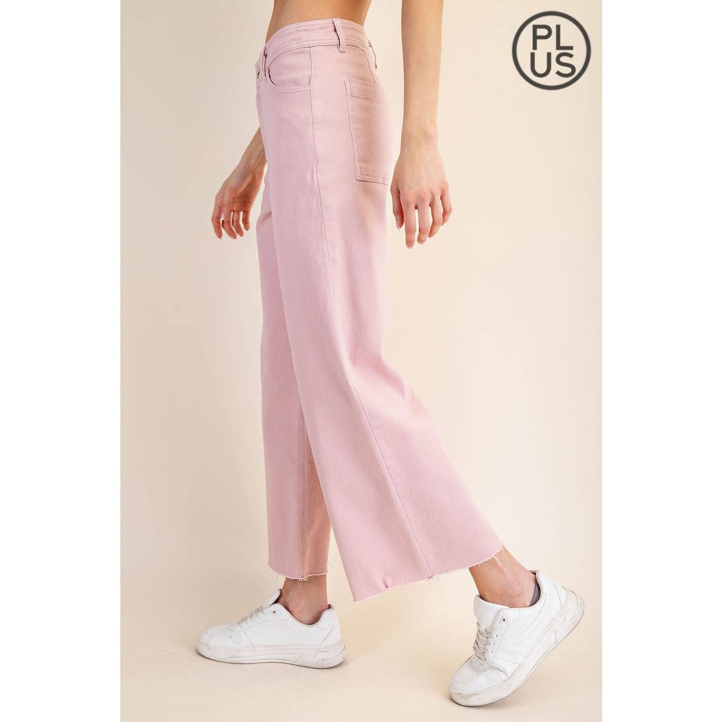 Plus Size Cotton Wide Leg Ankle Pant