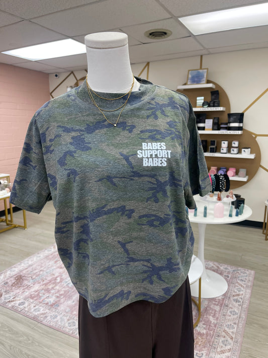 Camo Babes Support Babes Cropped Tee