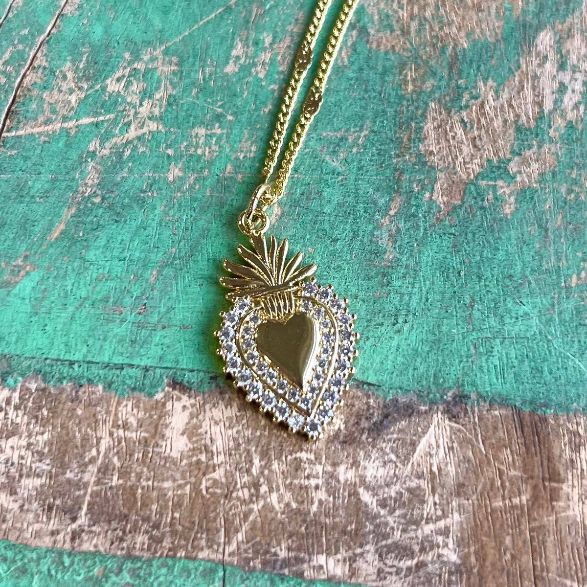 Shining Sacred Heart Necklace or Earrings
